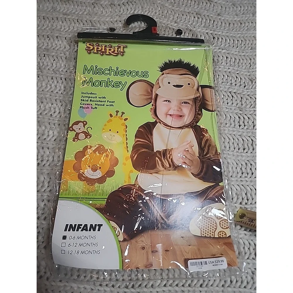 Mischievous Monkey Costume Size 0-6 Months Halloween Toddler New